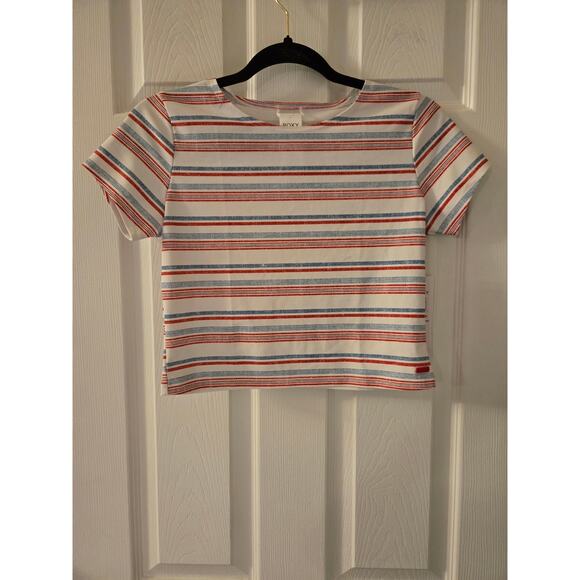Roxy Women's Striped Crop Swim Suit Top Size Large NWT - Picture 1 of 10